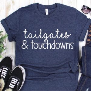 Women’s Med Navy Tailgates & Touchdowns Graphic T